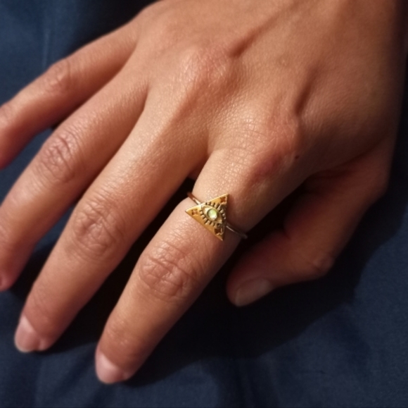 NEW Evil Eye 18k Gold Plated SS Moonstone Ring Sizes 6-8 - Picture 7 of 15